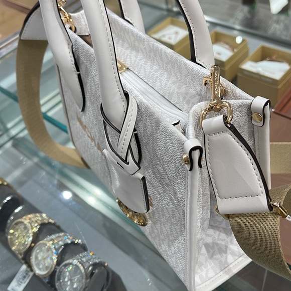 Michael Kors Mirella Small Signature Logo Shopper Top Zip Crossbody XBODY Bag MK - Picture 5 of 16